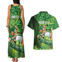 St Patrick's Day Ireland Rugby Custom Couples Matching Tank Maxi Dress and Hawaiian Shirt Leprechaun Mascot Irish Shamrock Pattern - Wonder Print Shop