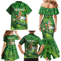 St Patrick's Day Ireland Rugby Custom Family Matching Mermaid Dress and Hawaiian Shirt Leprechaun Mascot Irish Shamrock Pattern - Wonder Print Shop
