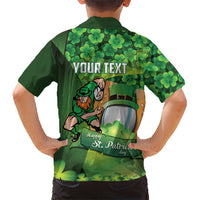 St Patrick's Day Ireland Rugby Custom Family Matching Off The Shoulder Long Sleeve Dress and Hawaiian Shirt Leprechaun Mascot Irish Shamrock Pattern - Wonder Print Shop