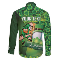 St Patrick's Day Ireland Rugby Custom Family Matching Off Shoulder Maxi Dress and Hawaiian Shirt Leprechaun Mascot Irish Shamrock Pattern - Wonder Print Shop