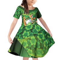 St Patrick's Day Ireland Rugby Custom Family Matching Off Shoulder Short Dress and Hawaiian Shirt Leprechaun Mascot Irish Shamrock Pattern - Wonder Print Shop