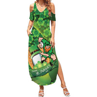 St Patrick's Day Ireland Rugby Custom Family Matching Summer Maxi Dress and Hawaiian Shirt Leprechaun Mascot Irish Shamrock Pattern - Wonder Print Shop