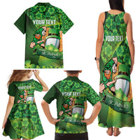 St Patrick's Day Ireland Rugby Custom Family Matching Tank Maxi Dress and Hawaiian Shirt Leprechaun Mascot Irish Shamrock Pattern - Wonder Print Shop