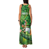 St Patrick's Day Ireland Rugby Custom Family Matching Tank Maxi Dress and Hawaiian Shirt Leprechaun Mascot Irish Shamrock Pattern - Wonder Print Shop