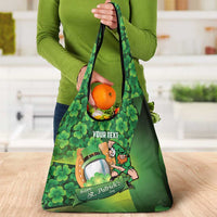 St Patrick's Day Ireland Rugby Custom Grocery Bag Leprechaun Mascot Irish Shamrock Pattern - Wonder Print Shop