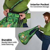 St Patrick's Day Ireland Rugby Custom Grocery Bag Leprechaun Mascot Irish Shamrock Pattern - Wonder Print Shop