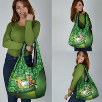 St Patrick's Day Ireland Rugby Custom Grocery Bag Leprechaun Mascot Irish Shamrock Pattern - Wonder Print Shop