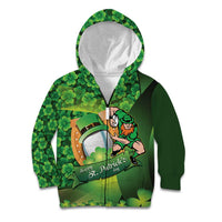 St Patrick's Day Ireland Rugby Custom Kid Hoodie Leprechaun Mascot Irish Shamrock Pattern - Wonder Print Shop