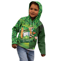 St Patrick's Day Ireland Rugby Custom Kid Hoodie Leprechaun Mascot Irish Shamrock Pattern - Wonder Print Shop