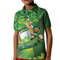 St Patrick's Day Ireland Rugby Custom Kid Polo Shirt Leprechaun Mascot Irish Shamrock Pattern - Wonder Print Shop