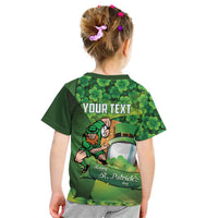 St Patrick's Day Ireland Rugby Custom Kid T Shirt Leprechaun Mascot Irish Shamrock Pattern - Wonder Print Shop