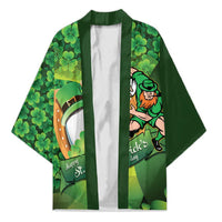 St Patrick's Day Ireland Rugby Custom Kimono Leprechaun Mascot Irish Shamrock Pattern - Wonder Print Shop