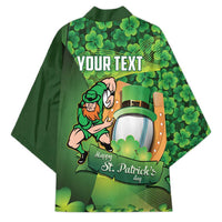 St Patrick's Day Ireland Rugby Custom Kimono Leprechaun Mascot Irish Shamrock Pattern - Wonder Print Shop