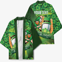 St Patrick's Day Ireland Rugby Custom Kimono Leprechaun Mascot Irish Shamrock Pattern - Wonder Print Shop