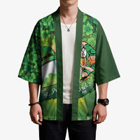 St Patrick's Day Ireland Rugby Custom Kimono Leprechaun Mascot Irish Shamrock Pattern - Wonder Print Shop