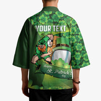 St Patrick's Day Ireland Rugby Custom Kimono Leprechaun Mascot Irish Shamrock Pattern - Wonder Print Shop