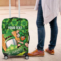 St Patrick's Day Ireland Rugby Custom Luggage Cover Leprechaun Mascot Irish Shamrock Pattern - Wonder Print Shop