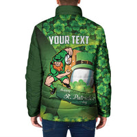 St Patrick's Day Ireland Rugby Custom Padded Jacket Leprechaun Mascot Irish Shamrock Pattern - Wonder Print Shop