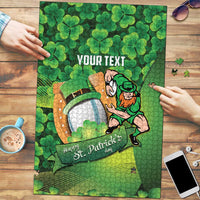 St Patrick's Day Ireland Rugby Custom Puzzle Leprechaun Mascot Irish Shamrock Pattern - Wonder Print Shop