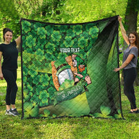 St Patrick's Day Ireland Rugby Custom Quilt Leprechaun Mascot Irish Shamrock Pattern - Wonder Print Shop