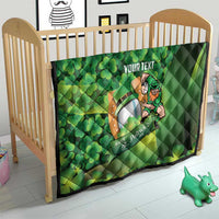 St Patrick's Day Ireland Rugby Custom Quilt Leprechaun Mascot Irish Shamrock Pattern - Wonder Print Shop