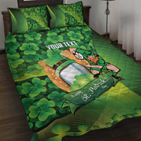 St Patrick's Day Ireland Rugby Custom Quilt Bed Set Leprechaun Mascot Irish Shamrock Pattern - Wonder Print Shop