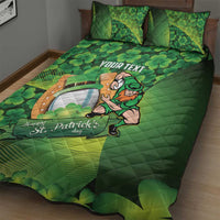 St Patrick's Day Ireland Rugby Custom Quilt Bed Set Leprechaun Mascot Irish Shamrock Pattern - Wonder Print Shop