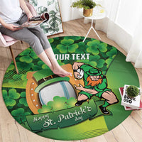St Patrick's Day Ireland Rugby Custom Round Carpet Leprechaun Mascot Irish Shamrock Pattern - Wonder Print Shop