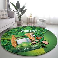 St Patrick's Day Ireland Rugby Custom Round Carpet Leprechaun Mascot Irish Shamrock Pattern - Wonder Print Shop