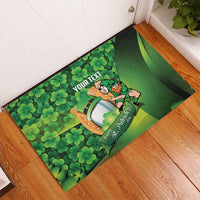 St Patrick's Day Ireland Rugby Custom Rubber Doormat Leprechaun Mascot Irish Shamrock Pattern - Wonder Print Shop