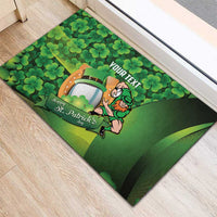 St Patrick's Day Ireland Rugby Custom Rubber Doormat Leprechaun Mascot Irish Shamrock Pattern - Wonder Print Shop