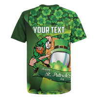 St Patrick's Day Ireland Rugby Custom Rugby Jersey Leprechaun Mascot Irish Shamrock Pattern - Wonder Print Shop
