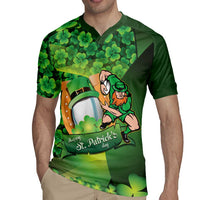 St Patrick's Day Ireland Rugby Custom Rugby Jersey Leprechaun Mascot Irish Shamrock Pattern - Wonder Print Shop