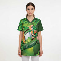 St Patrick's Day Ireland Rugby Custom Scrub Top Leprechaun Mascot Irish Shamrock Pattern - Wonder Print Shop