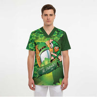 St Patrick's Day Ireland Rugby Custom Scrub Top Leprechaun Mascot Irish Shamrock Pattern - Wonder Print Shop