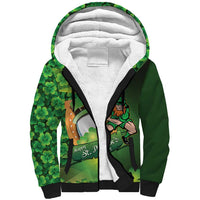 St Patrick's Day Ireland Rugby Custom Sherpa Hoodie Leprechaun Mascot Irish Shamrock Pattern - Wonder Print Shop