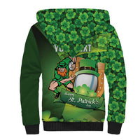 St Patrick's Day Ireland Rugby Custom Sherpa Hoodie Leprechaun Mascot Irish Shamrock Pattern - Wonder Print Shop