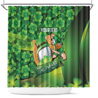 St Patrick's Day Ireland Rugby Custom Shower Curtain Leprechaun Mascot Irish Shamrock Pattern - Wonder Print Shop