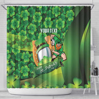 St Patrick's Day Ireland Rugby Custom Shower Curtain Leprechaun Mascot Irish Shamrock Pattern - Wonder Print Shop
