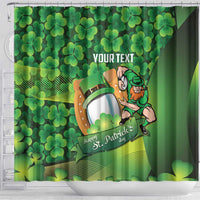 St Patrick's Day Ireland Rugby Custom Shower Curtain Leprechaun Mascot Irish Shamrock Pattern - Wonder Print Shop
