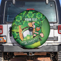 St Patrick's Day Ireland Rugby Custom Spare Tire Cover Leprechaun Mascot Irish Shamrock Pattern - Wonder Print Shop