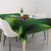 St Patrick's Day Ireland Rugby Custom Tablecloth Leprechaun Mascot Irish Shamrock Pattern - Wonder Print Shop