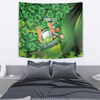 St Patrick's Day Ireland Rugby Custom Tapestry Leprechaun Mascot Irish Shamrock Pattern - Wonder Print Shop