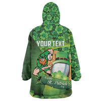 St Patrick's Day Ireland Rugby Custom Wearable Blanket Hoodie Leprechaun Mascot Irish Shamrock Pattern - Wonder Print Shop