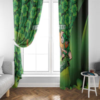 St Patrick's Day Ireland Rugby Custom Window Curtain Leprechaun Mascot Irish Shamrock Pattern - Wonder Print Shop