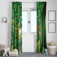 St Patrick's Day Ireland Rugby Custom Window Curtain Leprechaun Mascot Irish Shamrock Pattern - Wonder Print Shop