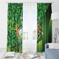 St Patrick's Day Ireland Rugby Custom Window Curtain Leprechaun Mascot Irish Shamrock Pattern - Wonder Print Shop