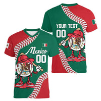 Mexico 2026 Baseball Custom Women V-Neck T-Shirt Go Champions Drip Style