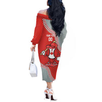 Canada 2026 Baseball Custom Off The Shoulder Long Sleeve Dress Go Champions Drip Style