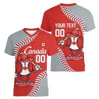Canada 2026 Baseball Custom Women V-Neck T-Shirt Go Champions Drip Style
